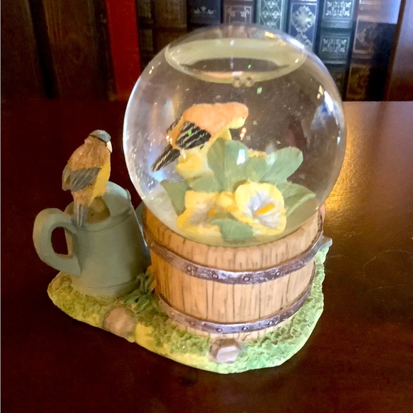 Water Globe Featuring Springtime Flowers, Birds and Gardening Supplies - Picture 3 of 4